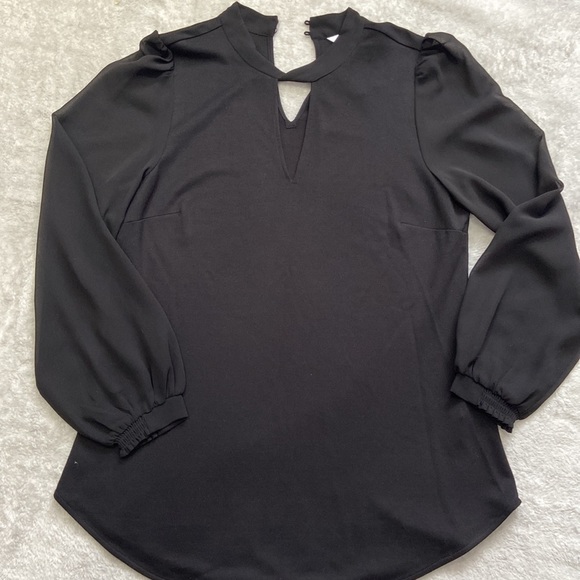 NWT black dress blouse with sheer sleeves - Picture 2 of 9